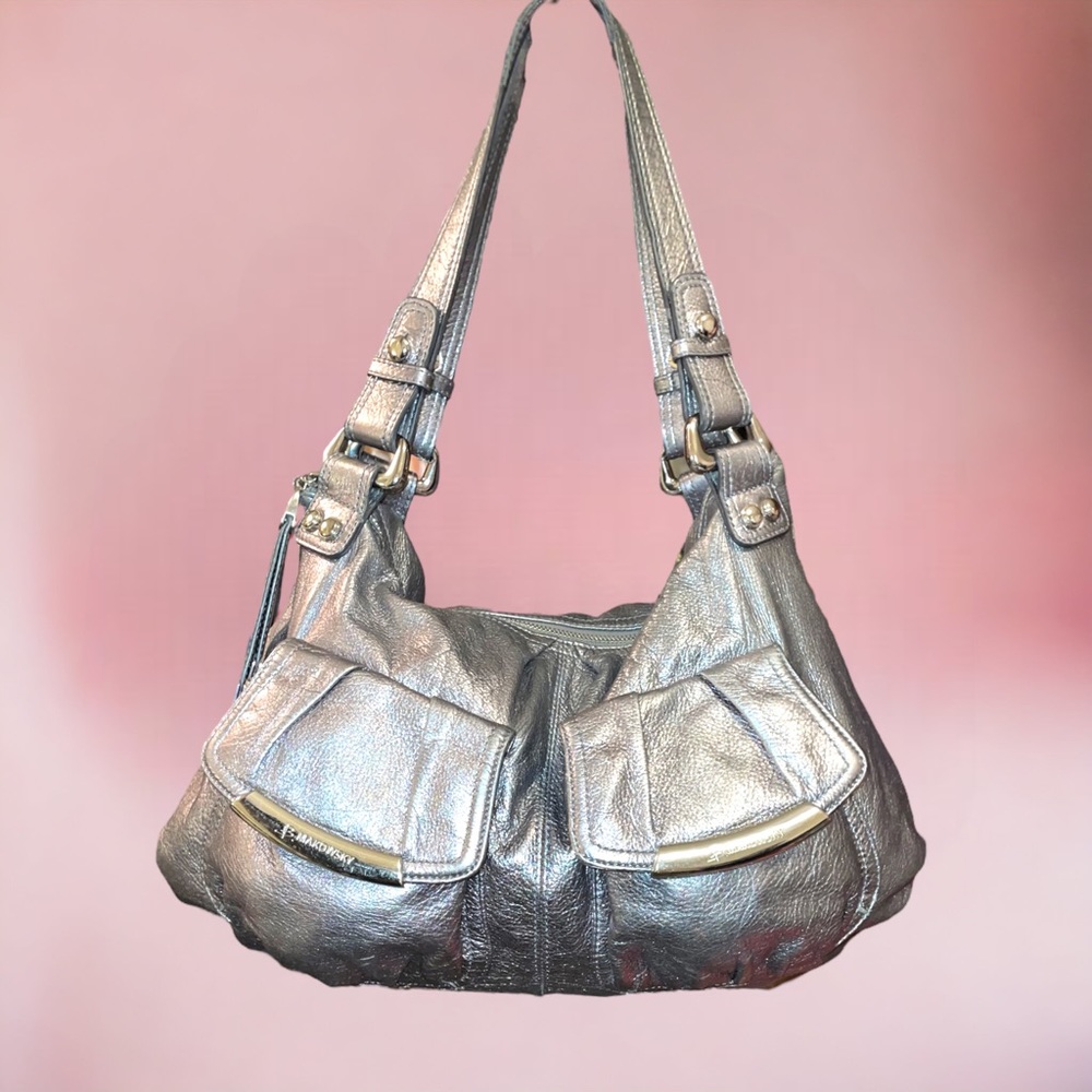 LIKE NEW B Makowsky Metallic Silver Hobo bag